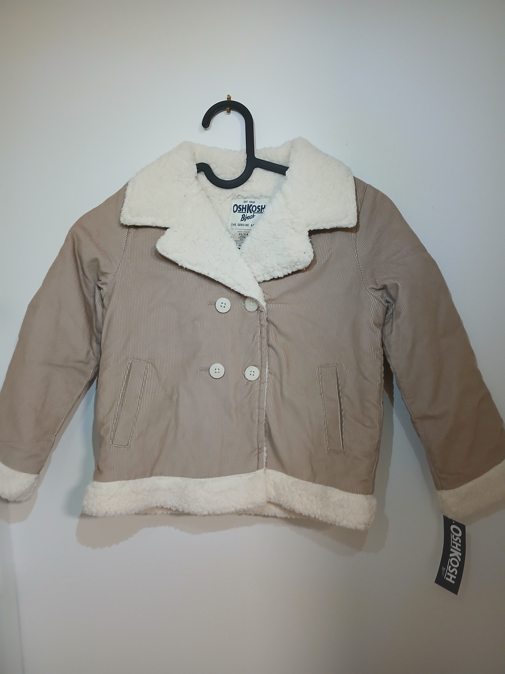 OshKosh B'gosh Tan Sherpa-Lined Pea Coat for Kids